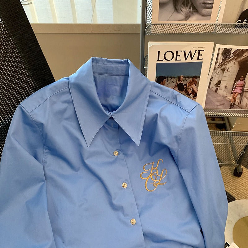 【Tops】刺繡入りシャツ W13655