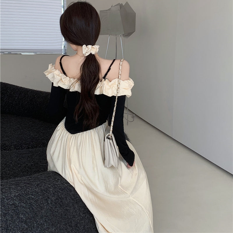 【Dress】ワンショルダー長袖ドレス T01212