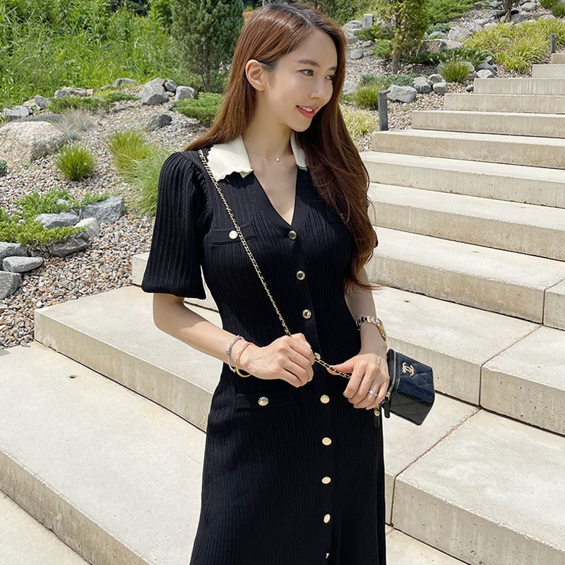 【Dress】半袖ニットワンピース W11779