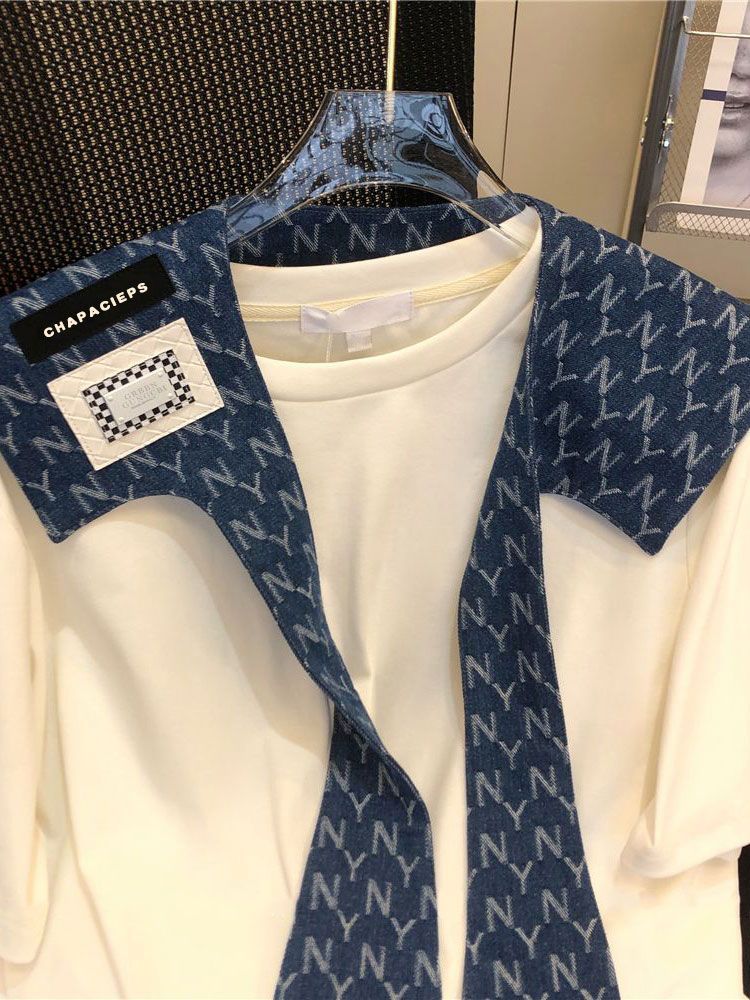 【Tops】ネイビーカラーTシャツ W12713