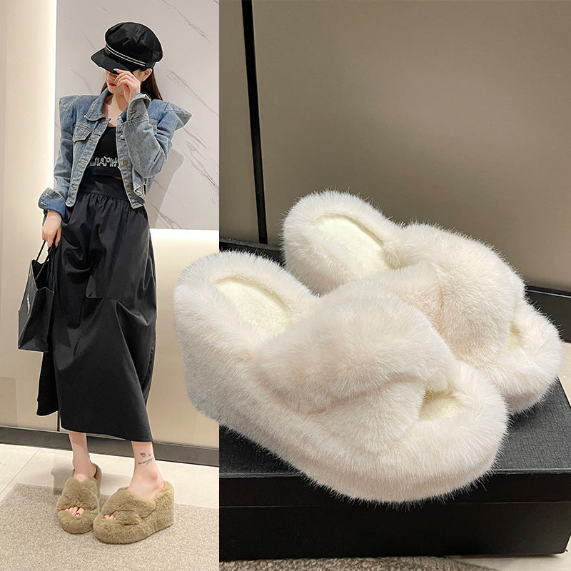 【Shoes】10cmファースリッパ Z7545