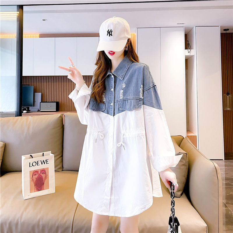 【Dress】デニム切替シャツワンピース新入荷 W8667