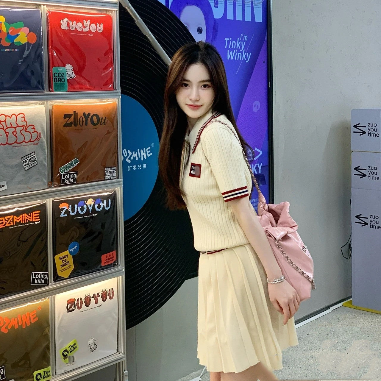 【Tops】POLOネック半袖ニット W11971