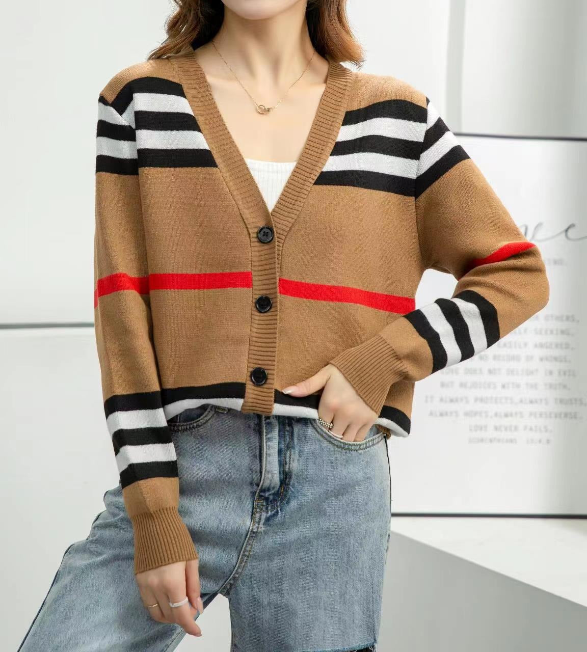 【Outer】3色展開カジュアルニットカーディガン W14122