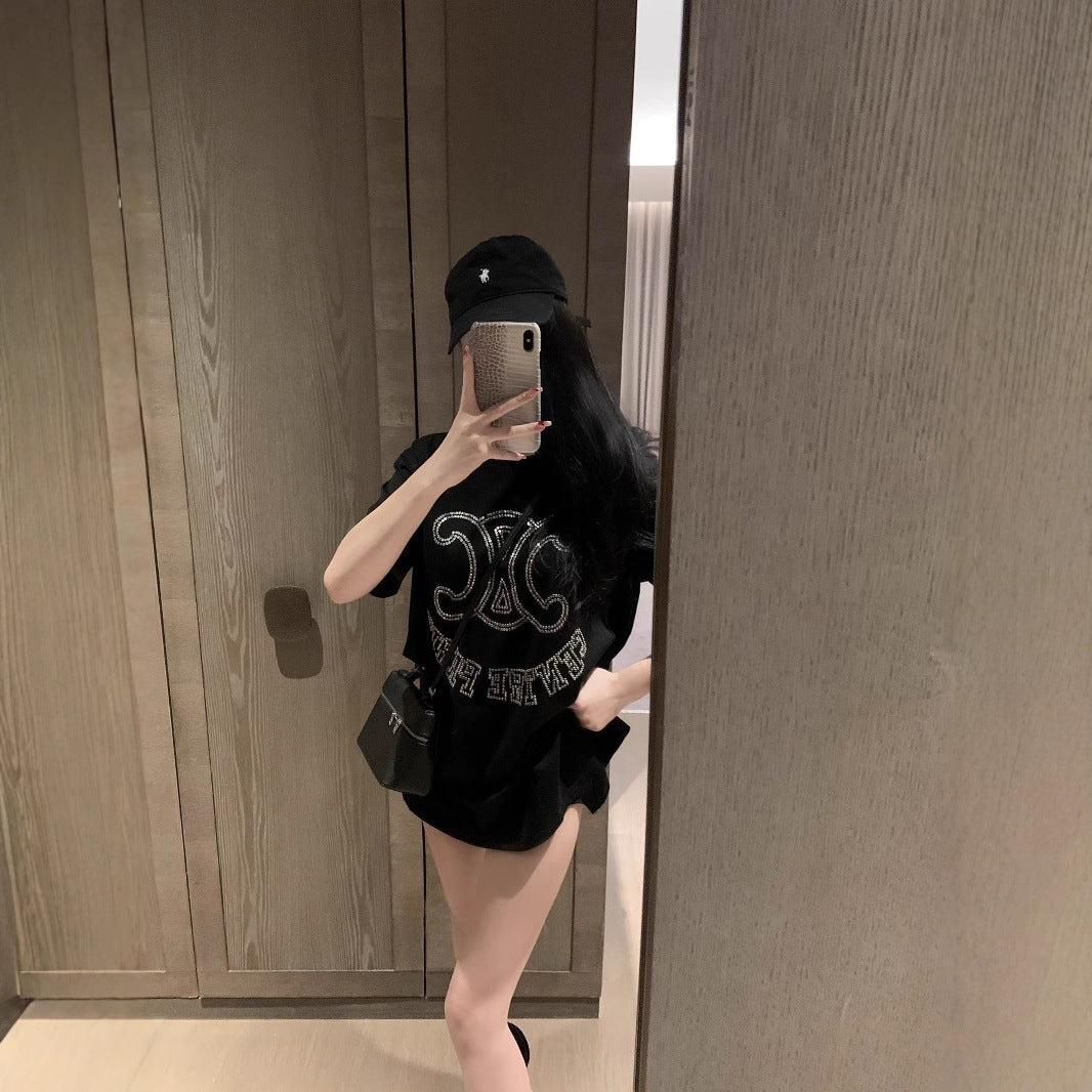 【Tops】キラキラダイヤモンドデザインTシャツ T01584