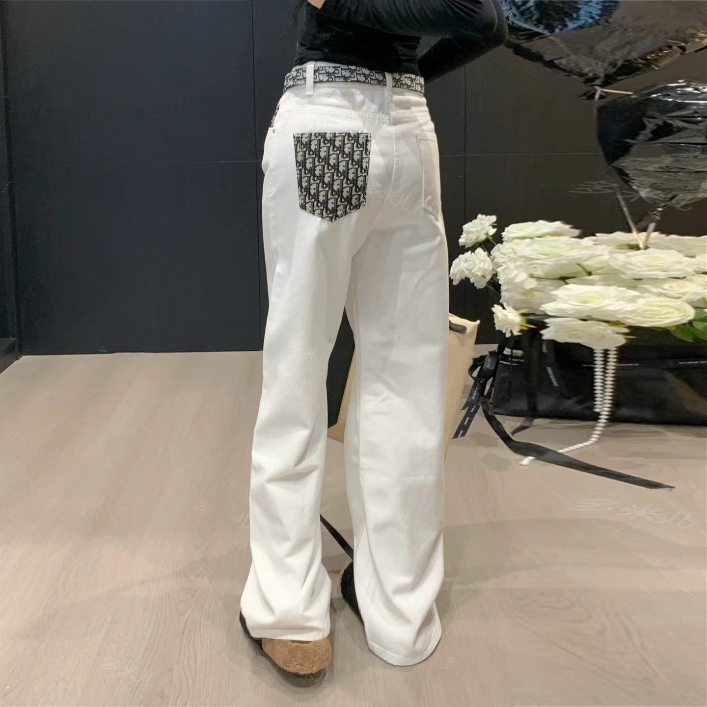 【Bottoms】ベルト付きデニムパンツ W14311