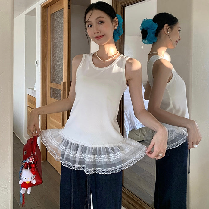 【Tops】レース切り替えタンクトップ T01333
