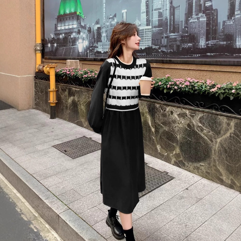 【Dress】ニット切替ワンピース Z8293