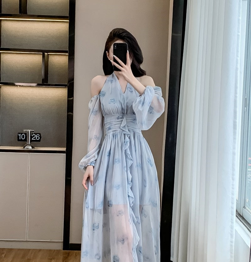 【Dress】ホルターネックローズドレス T01614
