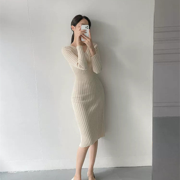 【Dress】シンプルニットワンピース W9684