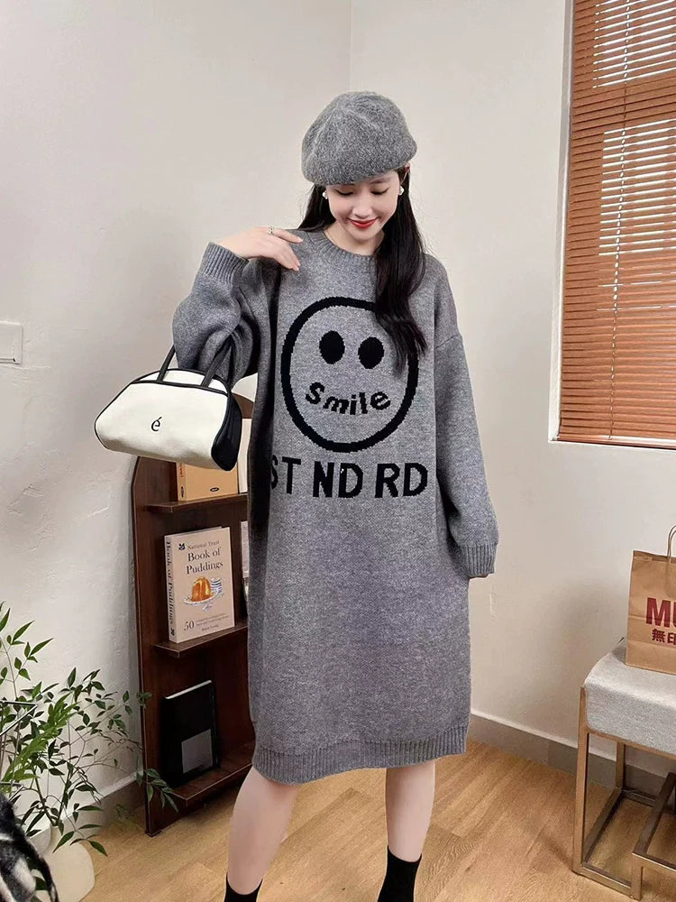 【Dress】新入荷~ニコちゃニットワンピース W9756