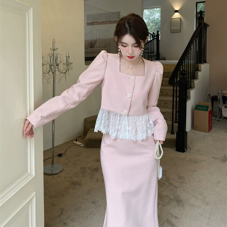 【Set】ジャケット+スカートセット W11070