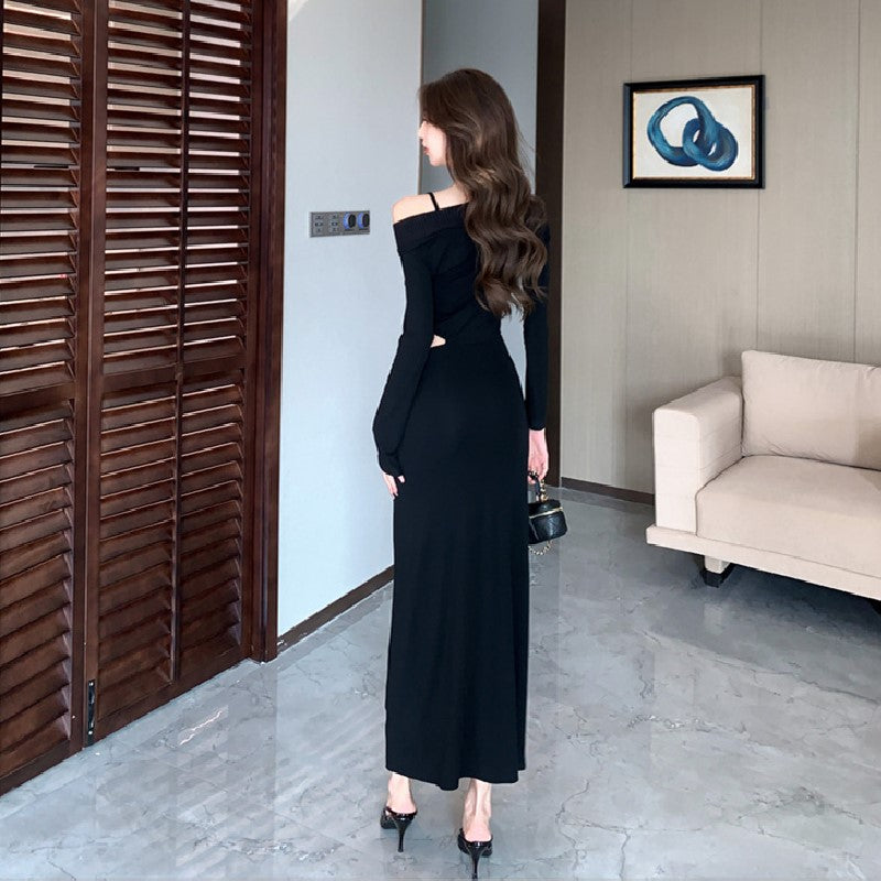 【Dress】ウエスト透かし彫りワンピース Z8295