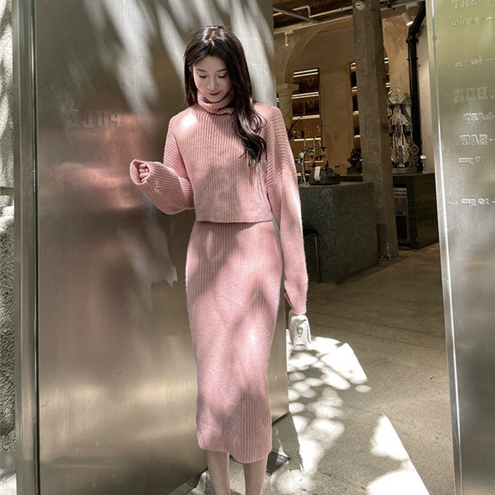 【Set】ニット2点セット トップス+ワンピース W7954