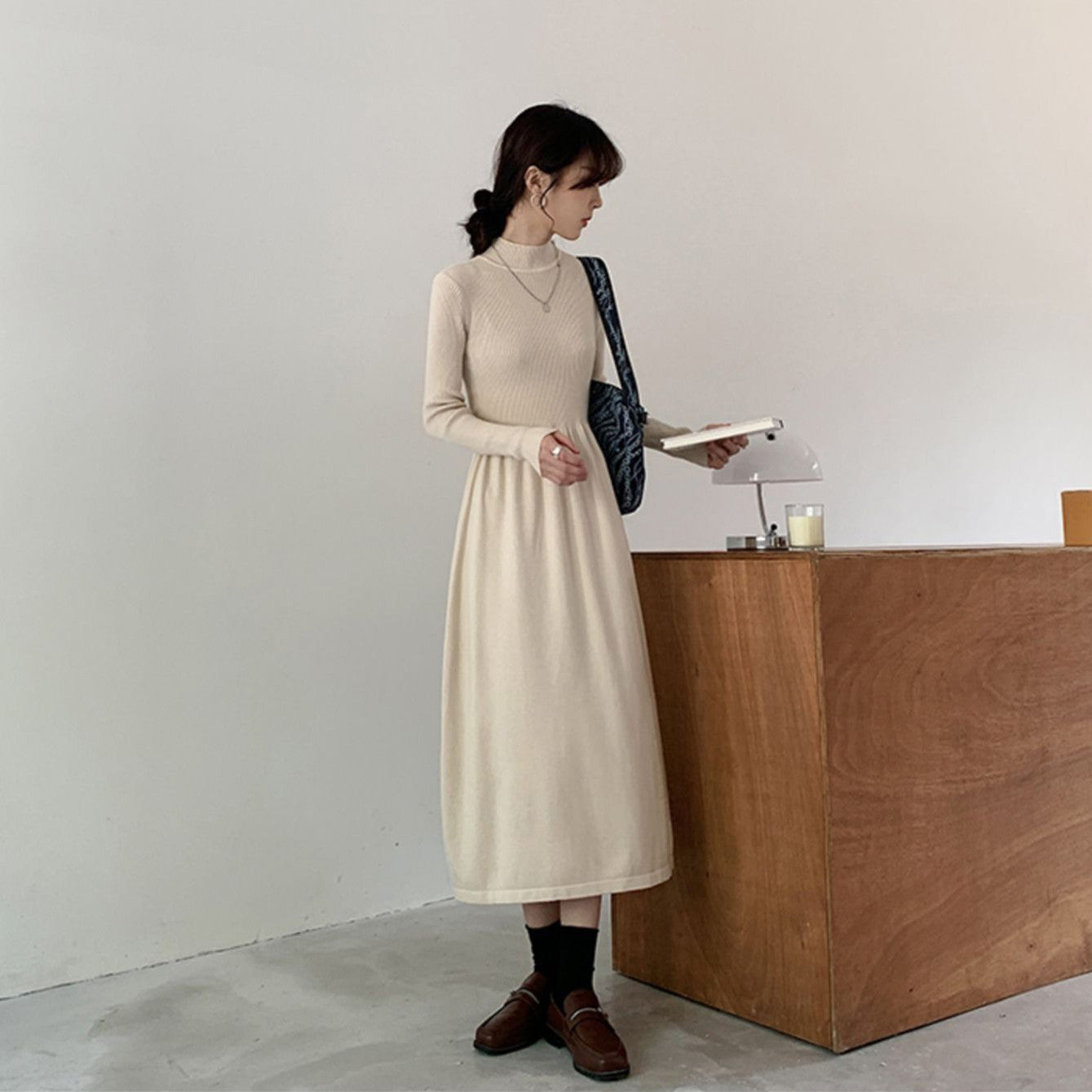 【Dress】シンプルニットワンピース W9440