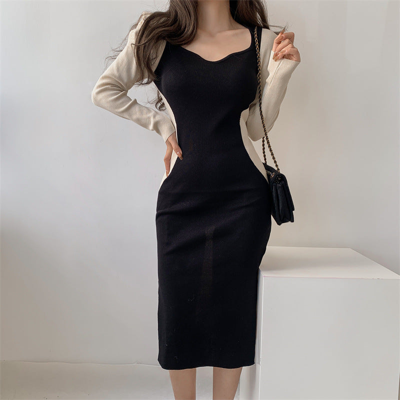【Dress】配色ニットワンピース Z7110