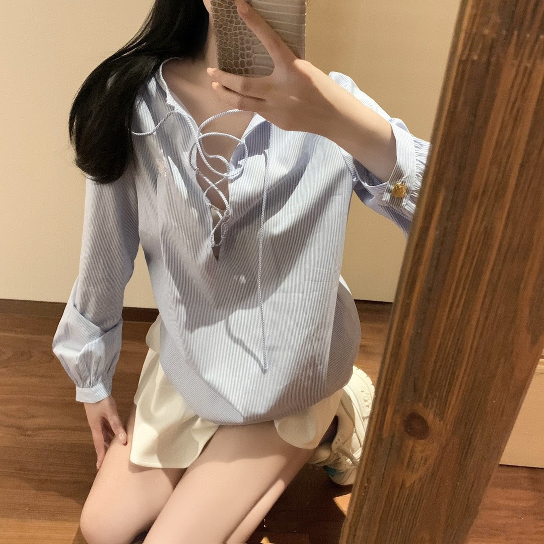 【Tops】2色展開シャツ W12488