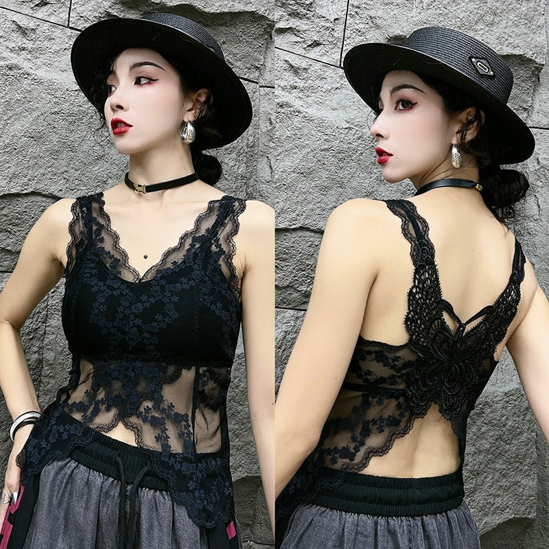 【Tops】ベアトップ付きレースタンクトップ W11533