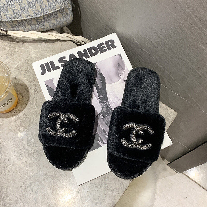 【Shoes】5㎝厚底ファースリッパ W13388