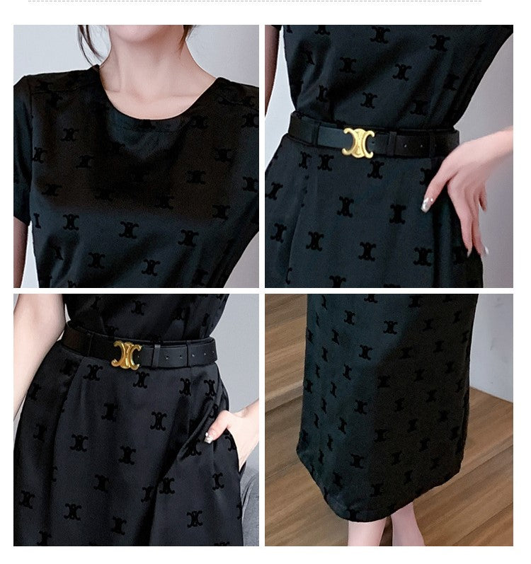 【Set】Tシャツ+スカート2点セットベルト付き W10960