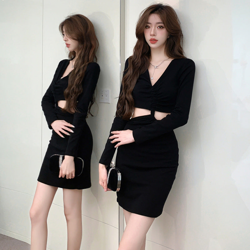 【Dress】ウエスト透かし彫りワンピース Z7754