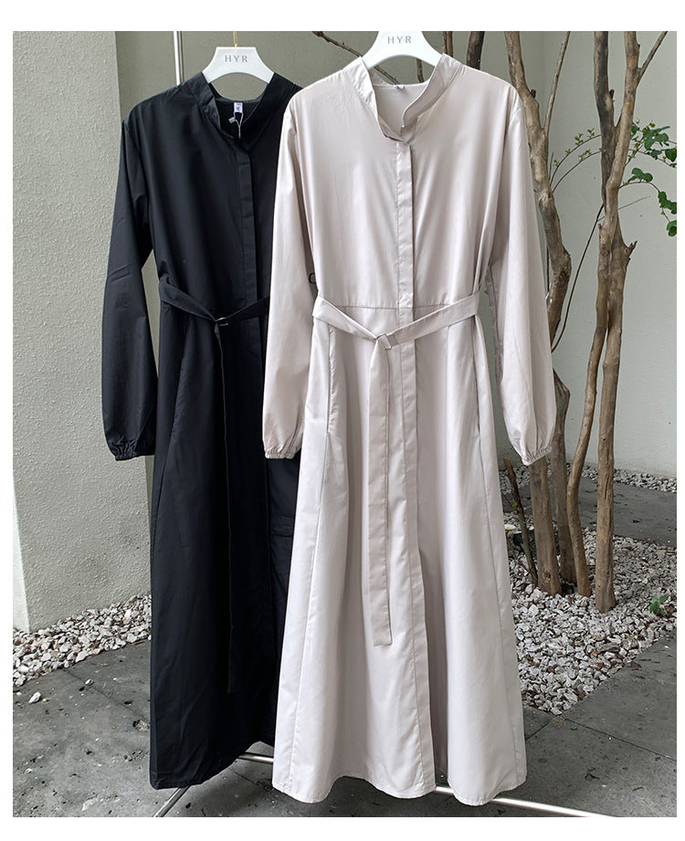 【Dress】高級感~フェミニン春秋ロング丈シャツワンピース W7659