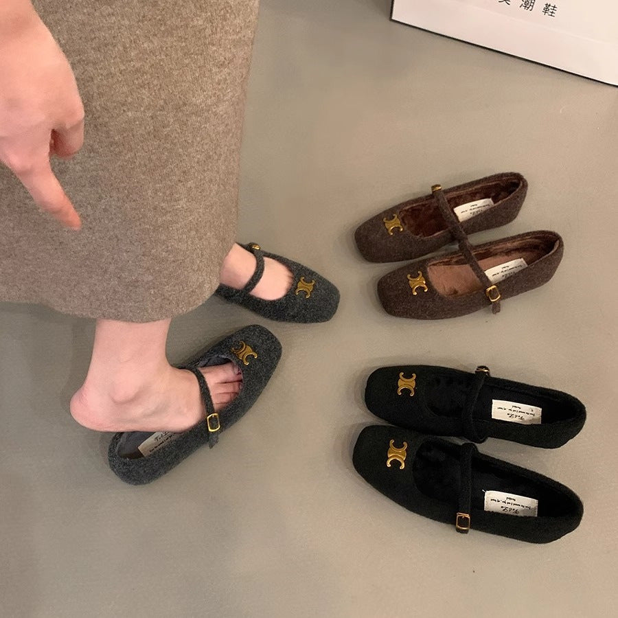【Shoes】裏ボア秋冬フラットシューズ Z8128