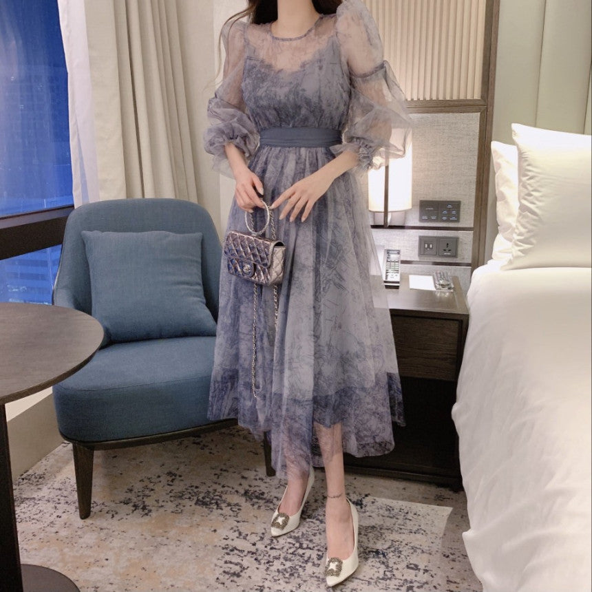 【Dress】フェミニン春秋チュールワンピース Z7335