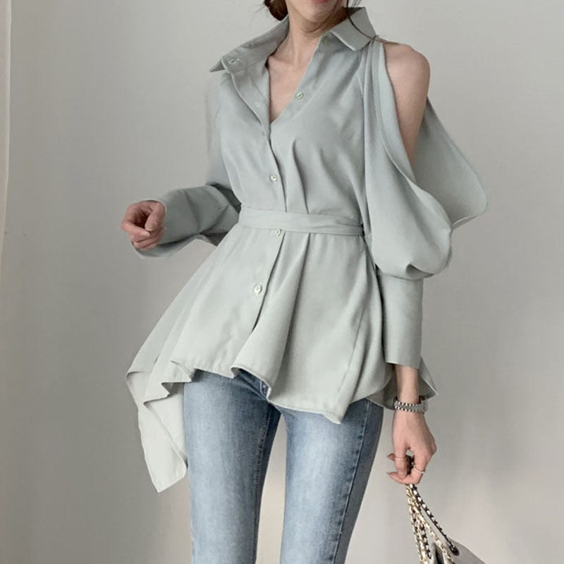 【Tops】バックレース春秋シャツ Z7684