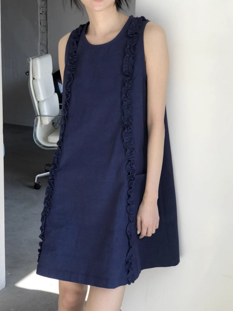 【Dress】パッチワークフリルベストドレス T01687