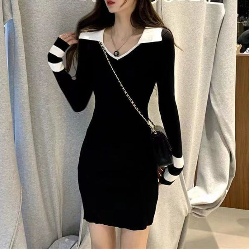 【Dress】配色タイトワンピース W13690