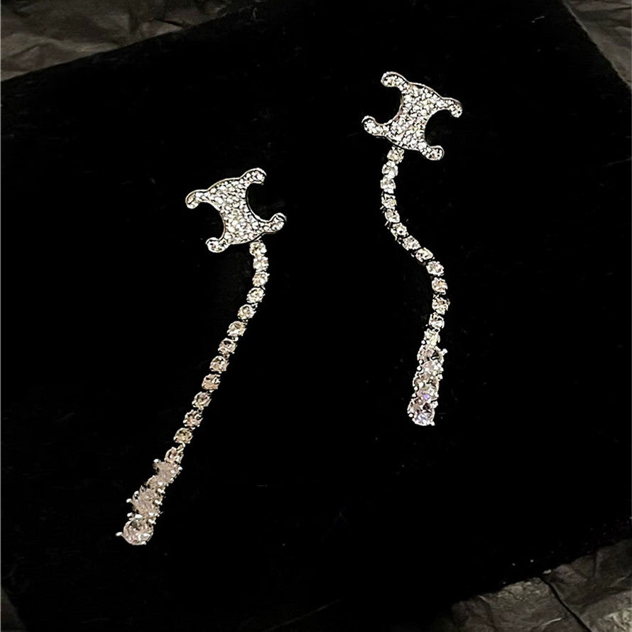 【雑貨】ラインストーンドロップピアス W11099