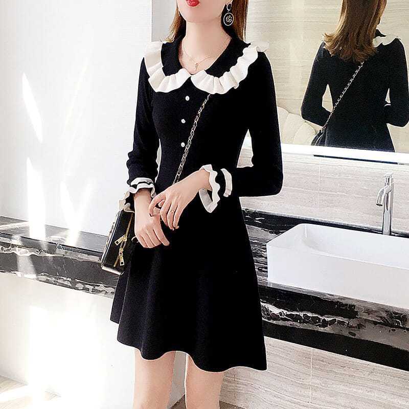 【Dress】ドールカラーニットワンピース W10295