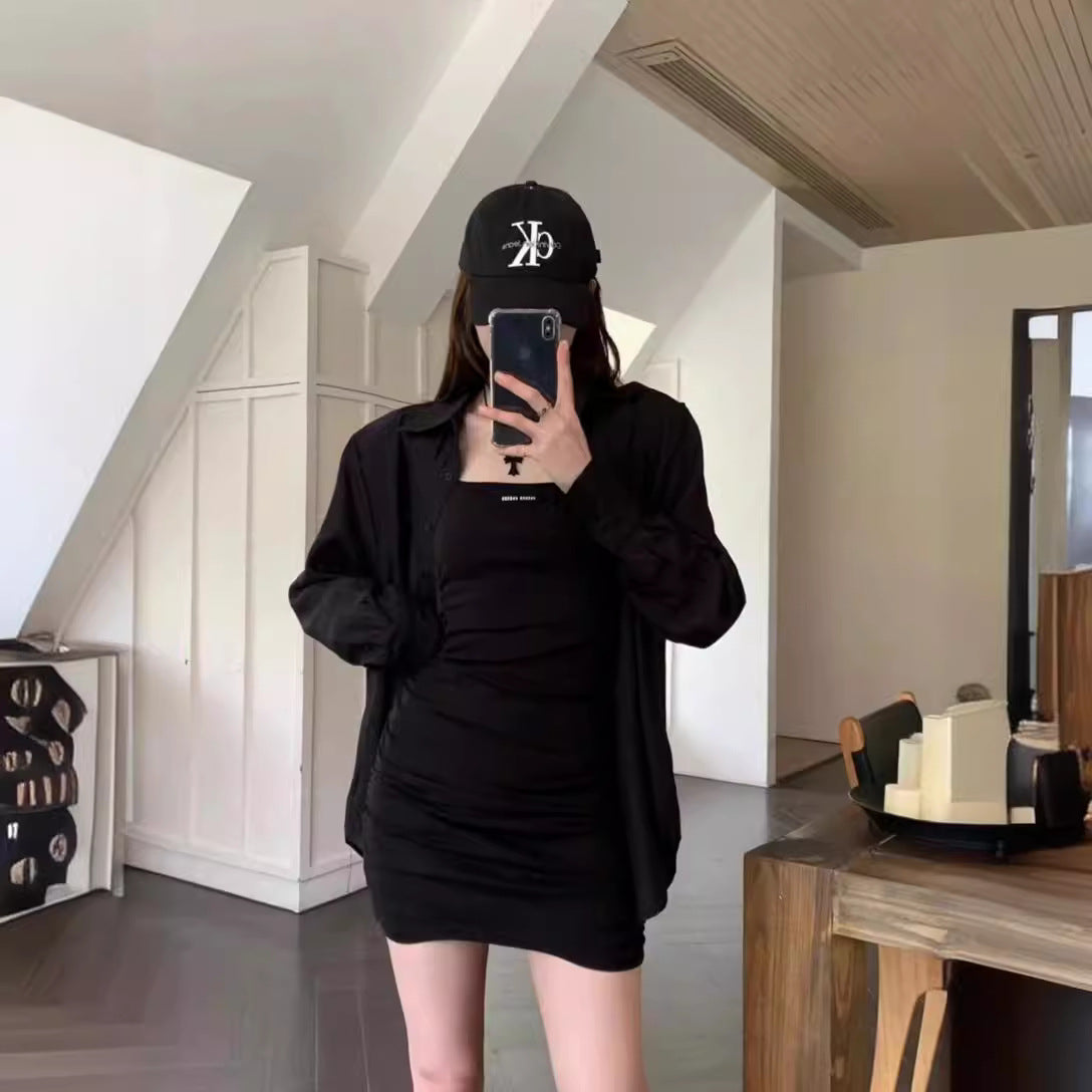 【Set】2点セット UVカットシャツ+ワンピース W12032