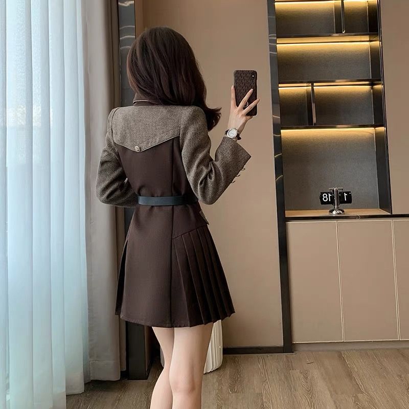 【Dress】ベルト付きスーツワンピース Z8365