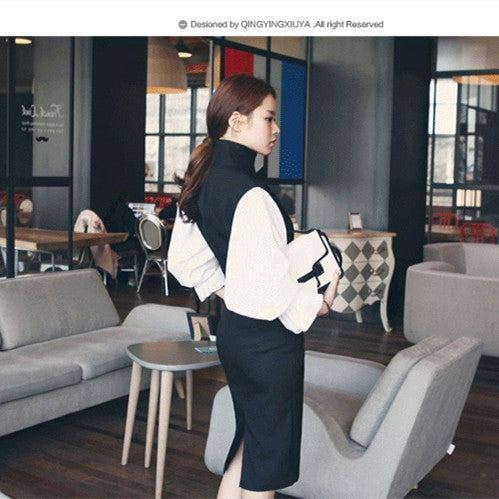 【Set】2点セット シャツ+ ベストワンピ W9538