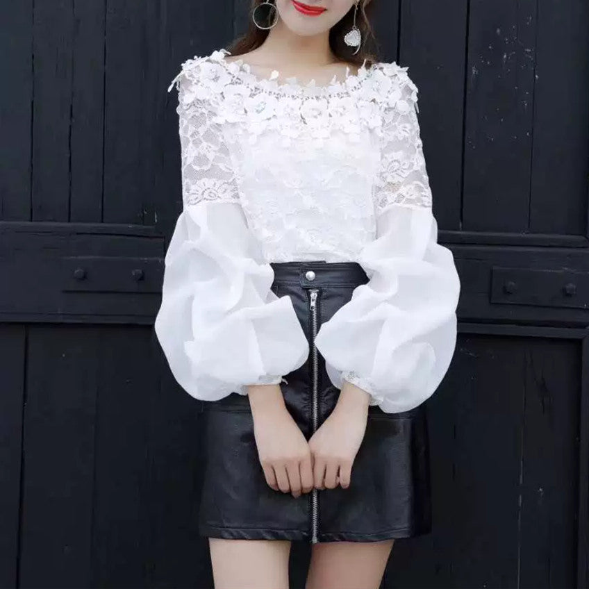 【Tops】新入荷~ランタンスリーブブラウス W10079