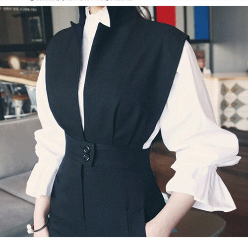 【Set】2点セット シャツ+ ベストワンピ W9538