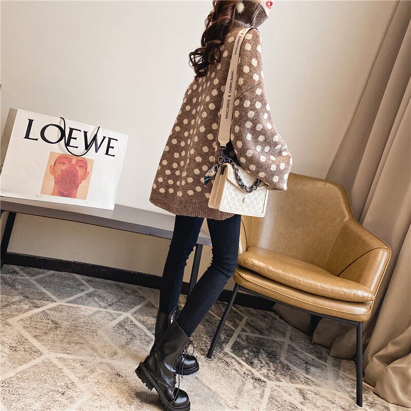 【tops】ファッションend清新!ニットセーターフードハイネック3色