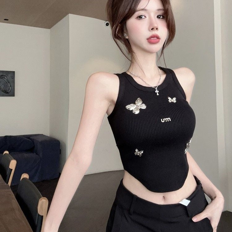 【Tops】蝶々柄タンクトップ T01424