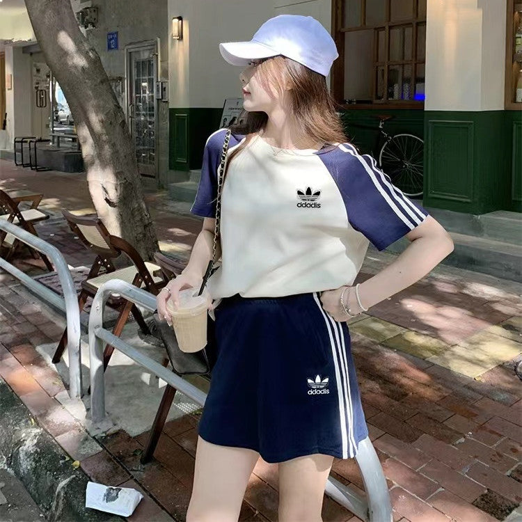 【Set】配色セット Tシャツ+ スカート W12671