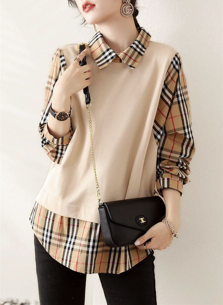 【Tops】フェイクレイヤードシャツ W13811