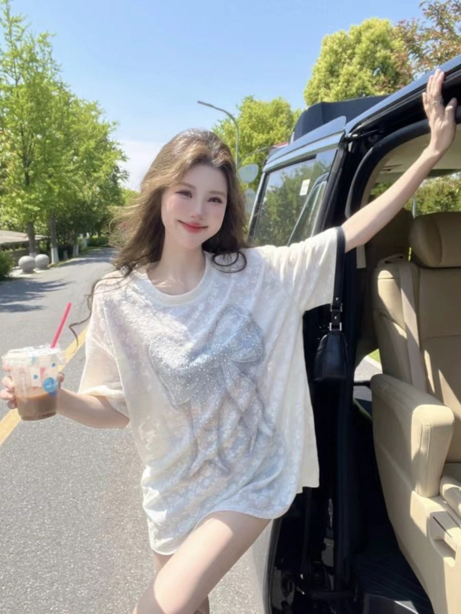 【Tops】フラワーTシャツ W12452