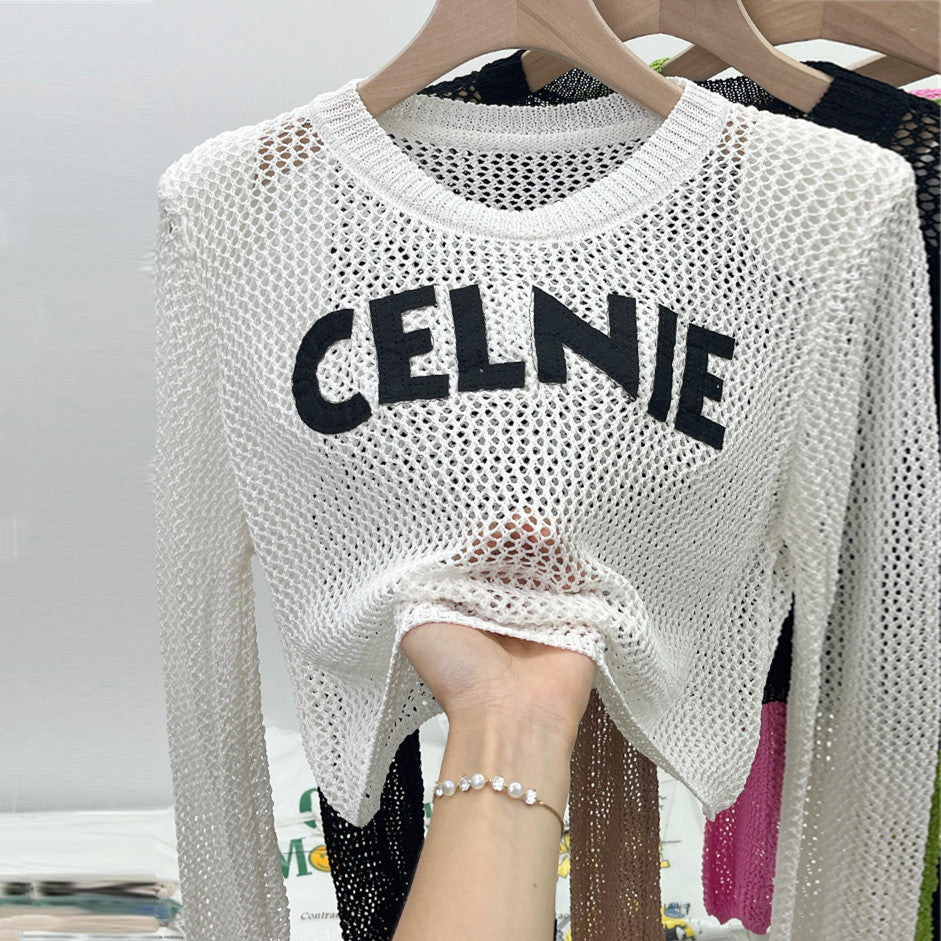 【Tops】長袖UVカット薄手ニット W13187