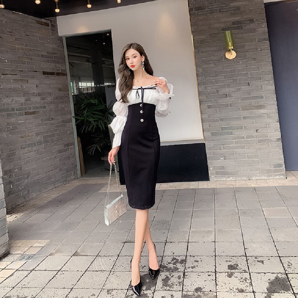【Dress】配色フェミニンワンピース Z7677