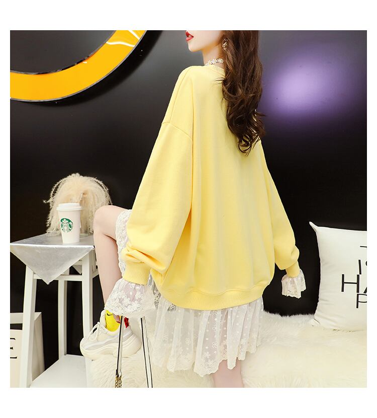 【dress】定番シンプルカジュアルレース切り替え2色ワンピース