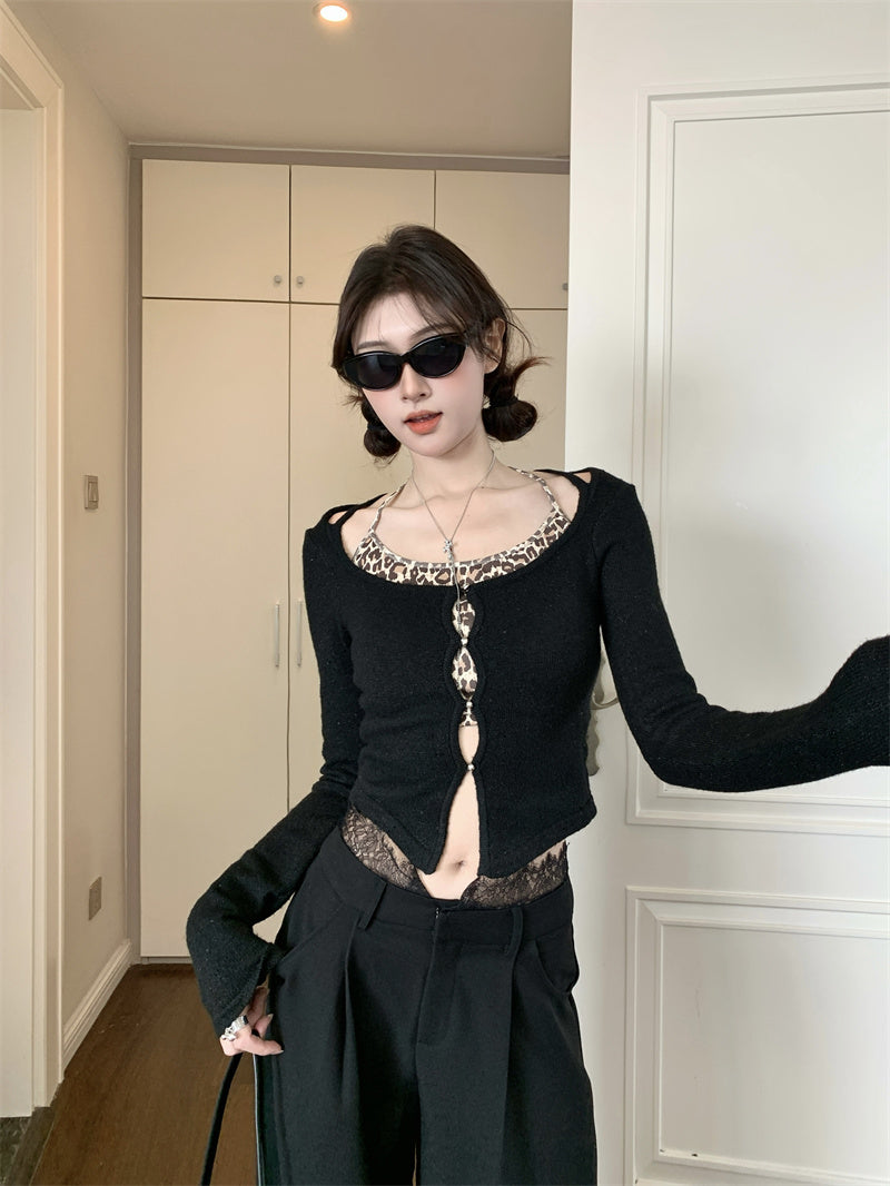 【Tops】フェイクレイヤードニット W14310