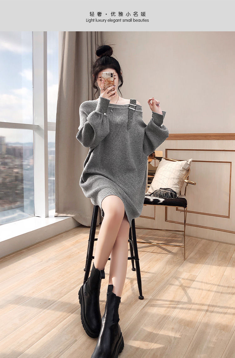 【Dress】肩見せニットワンピース Z7018