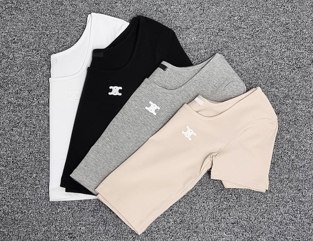 【Tops】薄いシンプルTシャツ W12377