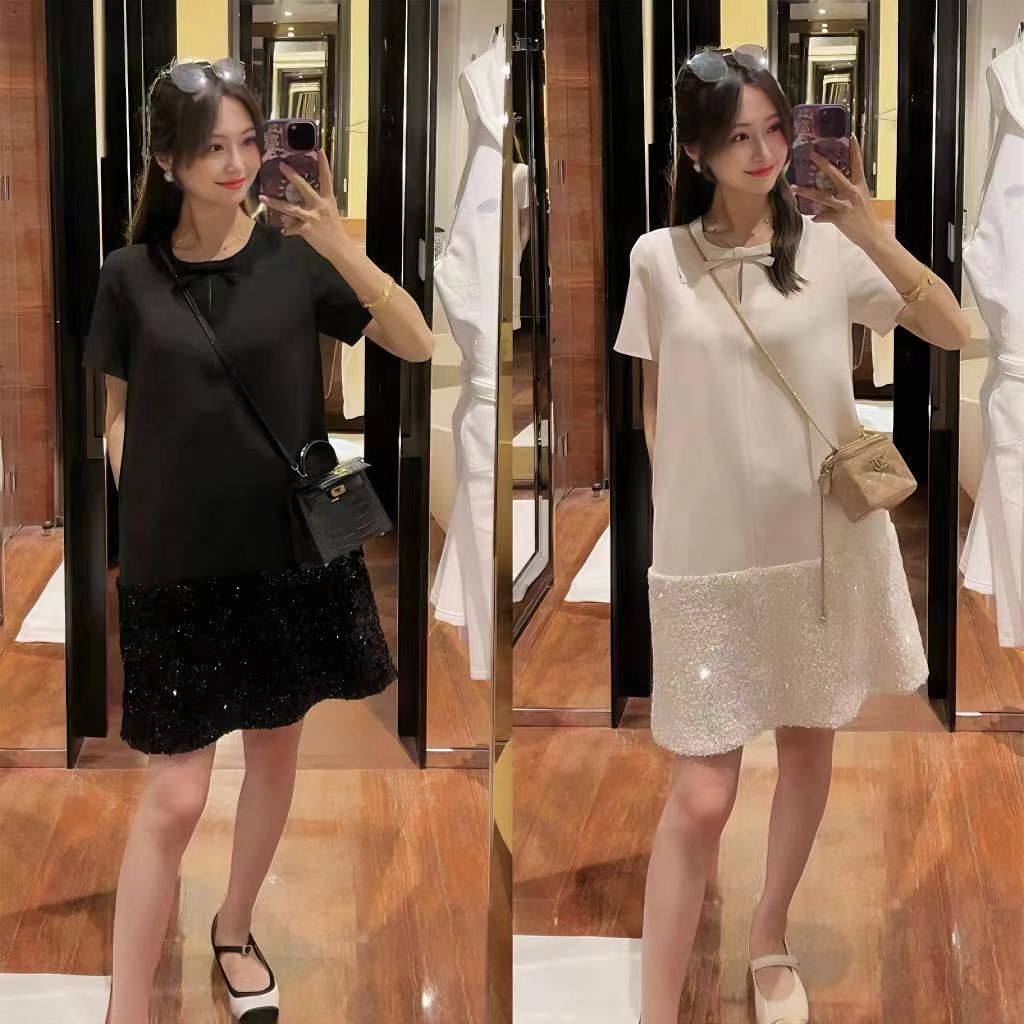 【Dress】新作アイテム~半袖スパンコール付きワンピース W11852